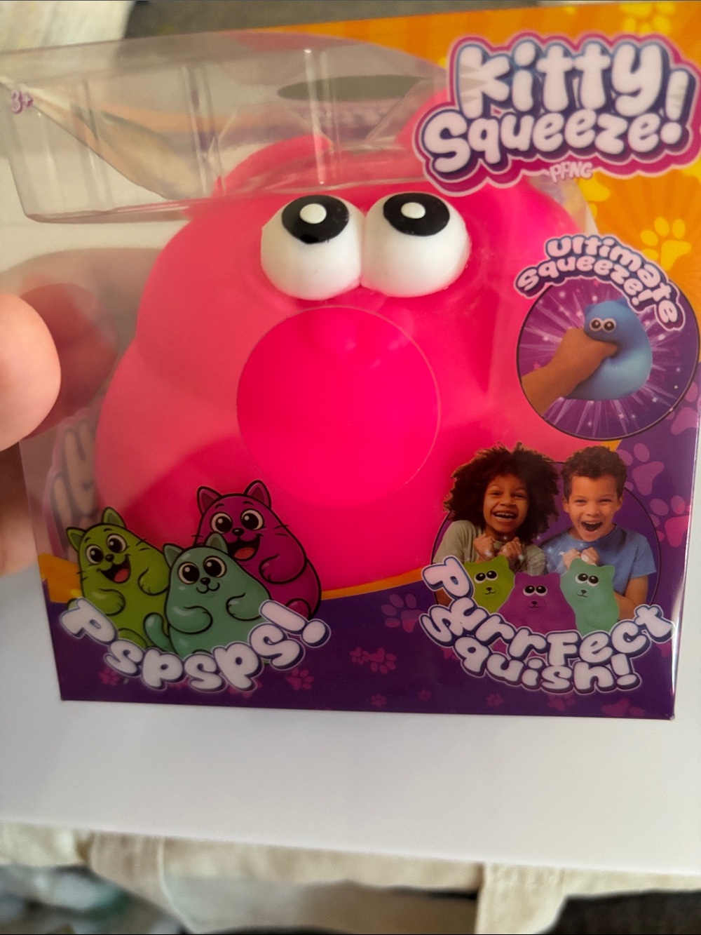 Squeeze Bright Pink Kitty Squeeze Plush Toy